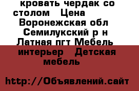 кровать чердак со столом › Цена ­ 8 500 - Воронежская обл., Семилукский р-н, Латная пгт Мебель, интерьер » Детская мебель   